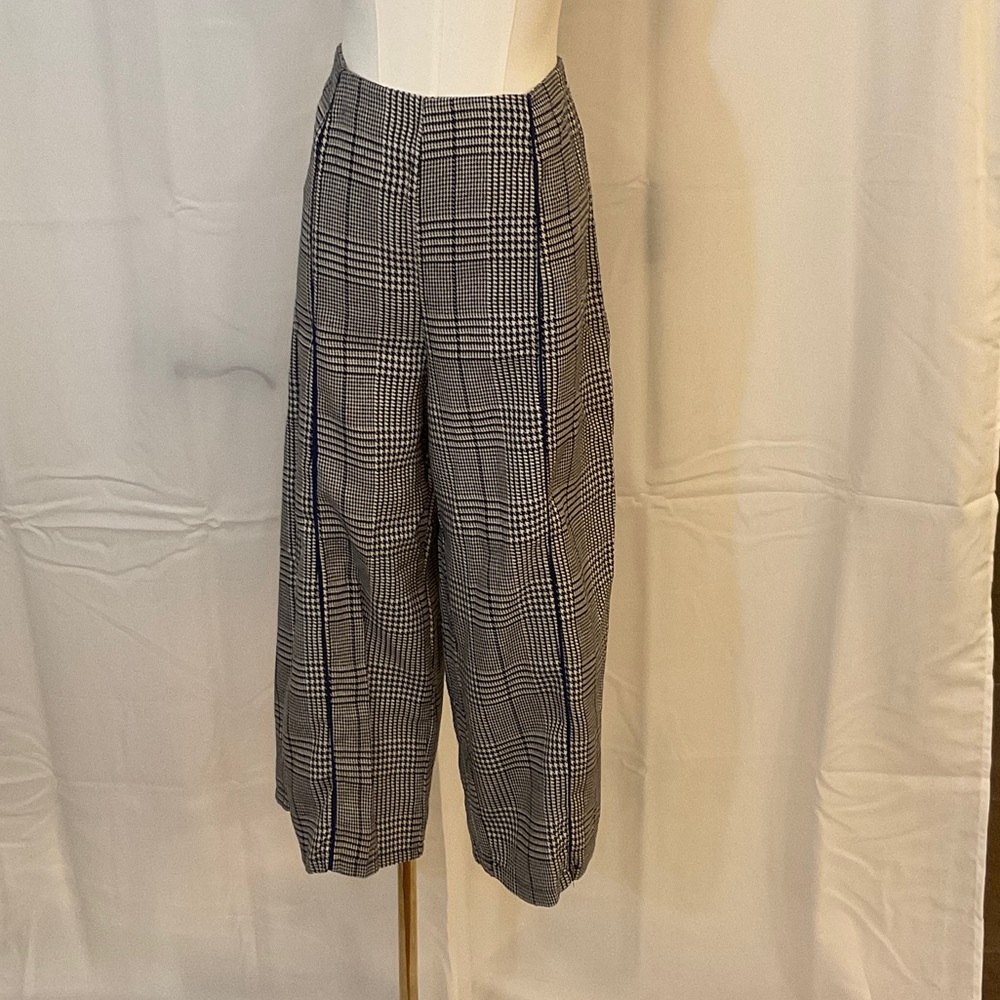 June & Hudson Black and White Plaid Wide Leg Pants